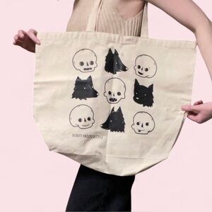 Cute Skull and Wolf Canvas Tote Bag